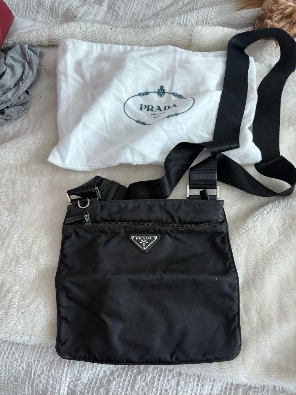 Prada Black Nylon Messenger Crossbody Bag